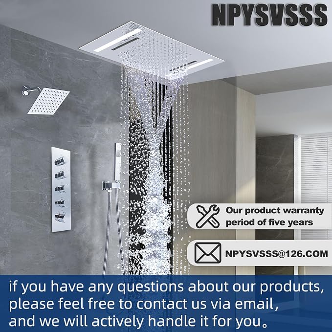 Dual Rain Shower Head Thermostatic Luxury Spa Shower System And Ceiling Mount - Image 7