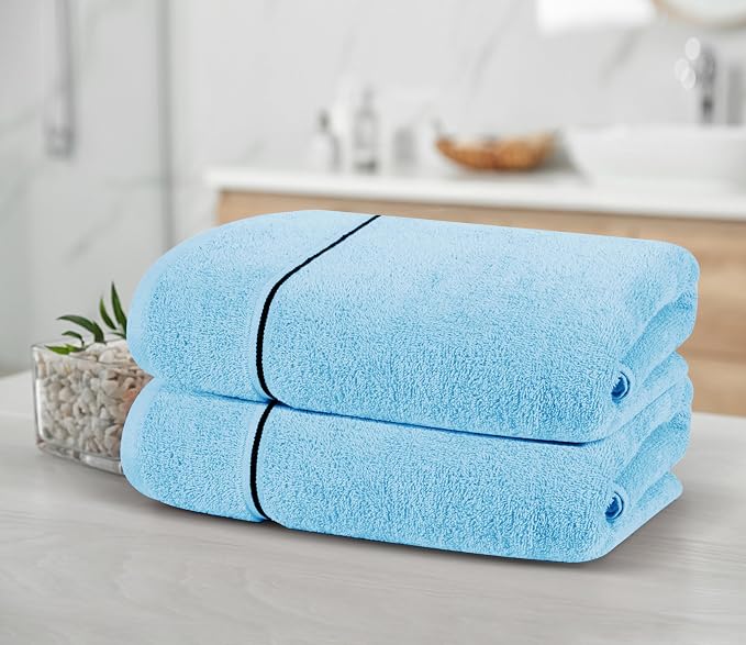MyOwn Cotton 2 Pack Oversized Bath Towel Set 28x55 inches, Large Bath Towels - Image 3