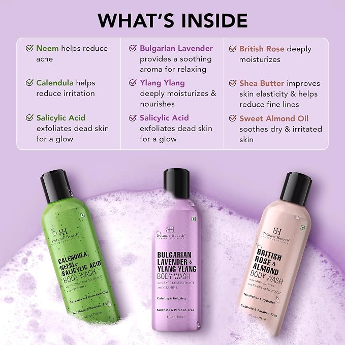 Botanic Hearth Relax & Renew Body Wash Set – British Rose, Lavender & Calendula - Image 6