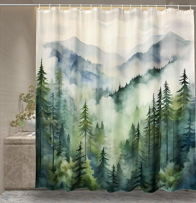 Coveted Goods Mountain Forest Shower Curtain 72” x 72”, Waterproof Polyester - Image 8