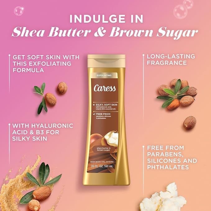 Caress Body Wash for Women, Shea Butter & Brown Sugar, Hydrating and - Image 5