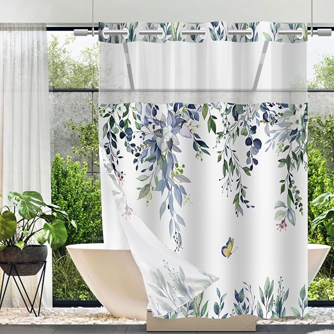 No Hook Shower Curtain and Liner Set, Bath Curtain Sets by TWLSNCD