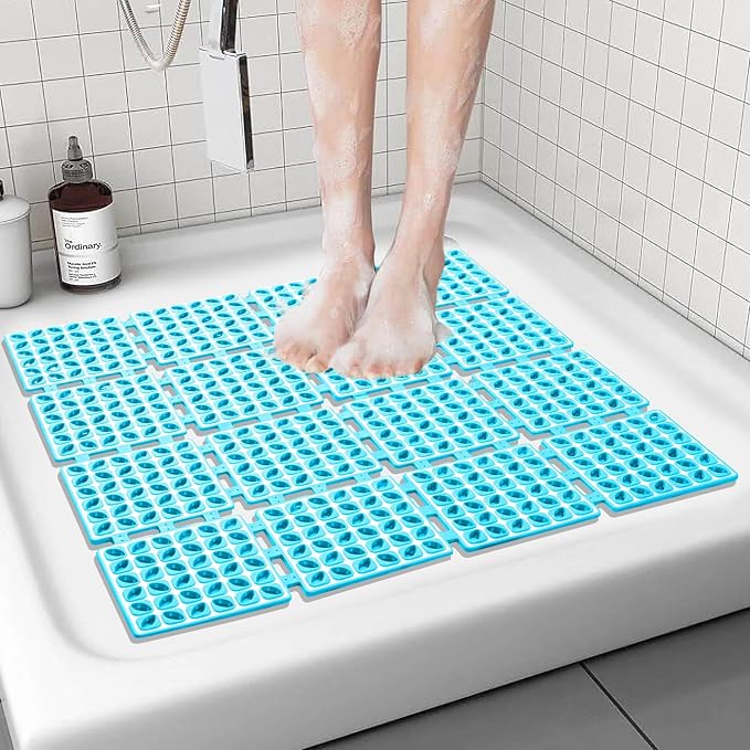 Shower Mat Non Slip，24"X24" Bathtub Mat Non Slip Square Shower Mats by Apacal