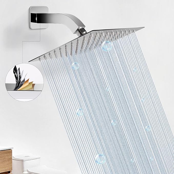 HarJue Shower Arm with Flange and Teflon Tape, Wall Mounted Square Shower Pipe - Image 5