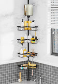 Shower Caddy Tension Pole with Anti-Fog Shaving Mirror, Tension Rod Shower by DAOYA