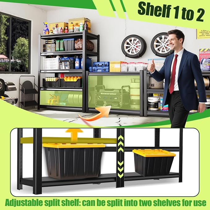 Garage Shelving, Heavy Duty Garage Storage Shelves, Metal Shelving Unit - Image 5