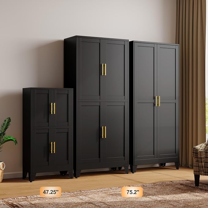 47.25" Metal Storage Cabinet, Freestanding Bathroom Cabinet, Pantry - Image 9