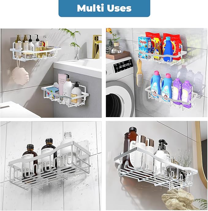 Fab Glass and Mirror 5-Pack Shower Caddy, Chrome- Shower Organizer & Shelves - Image 3