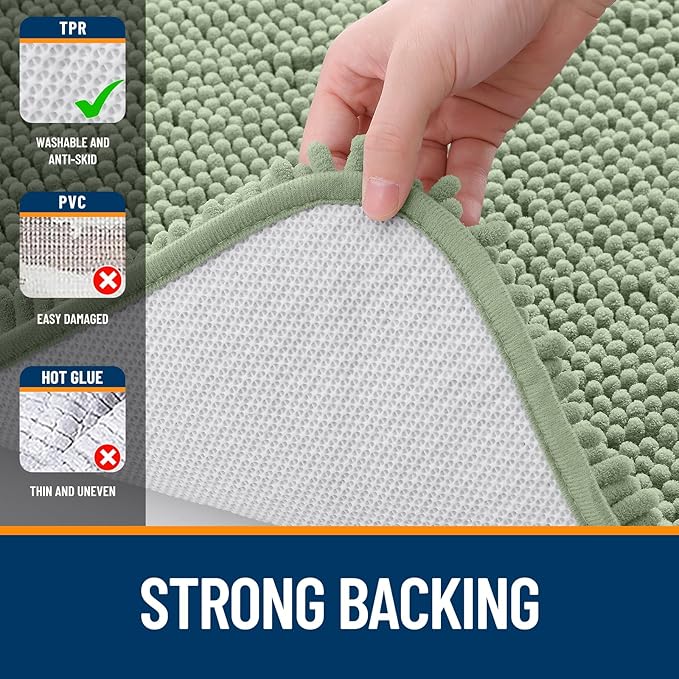 OLANLY Bathroom Rugs 45x27, Extra Soft Absorbent Chenille Bath Rugs, Rubber - Image 6