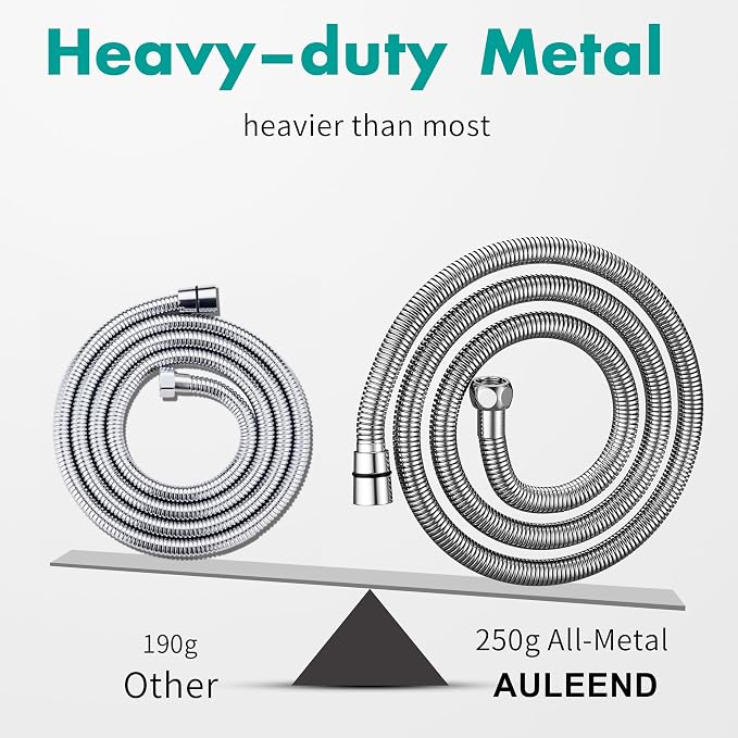 AULEEND，59 inch，encrypted shower hose 304 stainless steel metal - Image 4