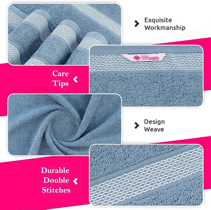 CASA COPENHAGEN Solitaire Mix 6 Pieces Towel Set- Grey Violet + Dusty Blue - Image 2