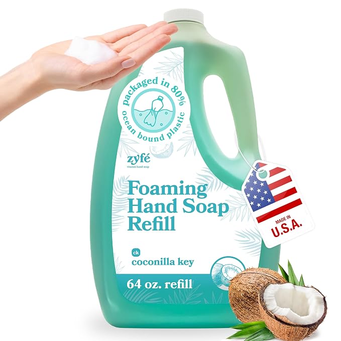 Foaming Hand Soap Refills – 64oz Foam Soap Refill Bottle, Natural Moisturizing by ZYFE-VitaminHandSoap