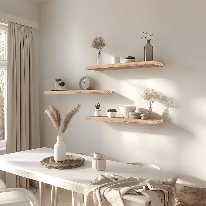 24 Inch Floating Shelves for Wall Rustic Light Wood Wall Shelves for Bedroom - Image 4
