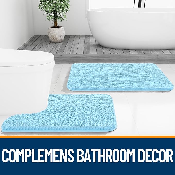 OLANLY Bathroom Rugs 24x16, Extra Soft Absorbent Chenille Bath Rugs, Rubber - Image 7