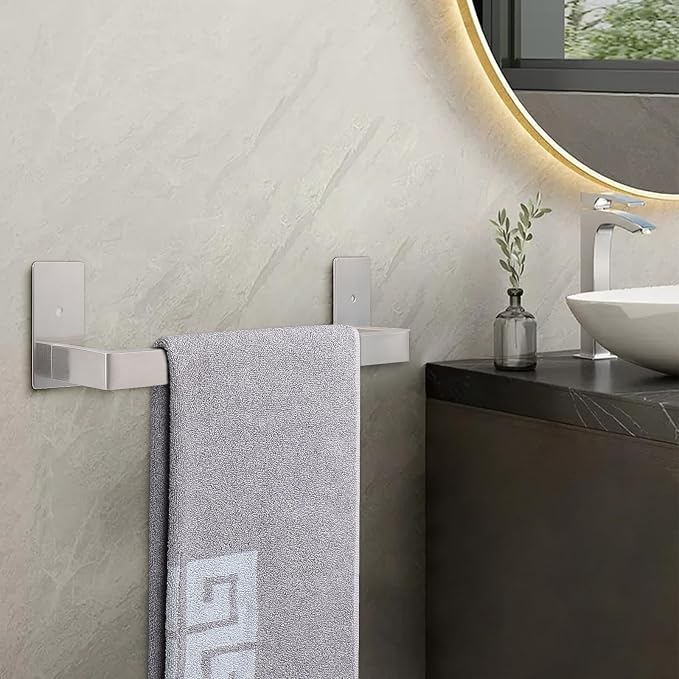 NearMoon Self Adhesive Bathroom Towel Bar, Stainless Steel Square Bath Wall - Image 7