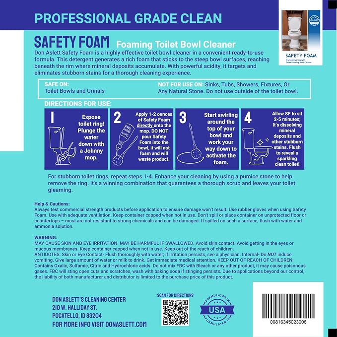 Don Aslett Johnny Mop & Safety Foam Toilet Bowl Cleaner Set | Acidic Detergent - Image 9