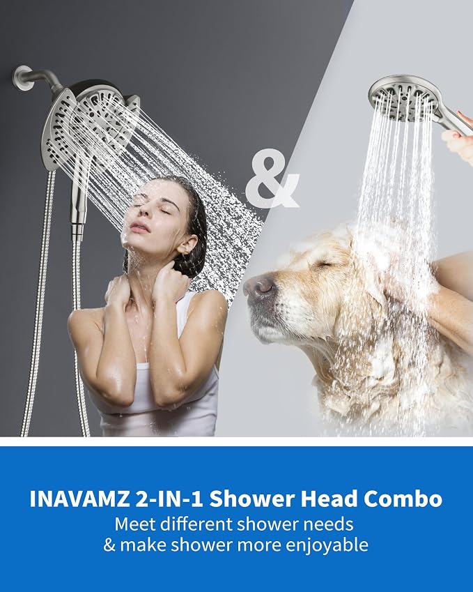 2-in-1 Shower Head with Handheld Combo: Rainfall Shower Head & Detachable - Image 7