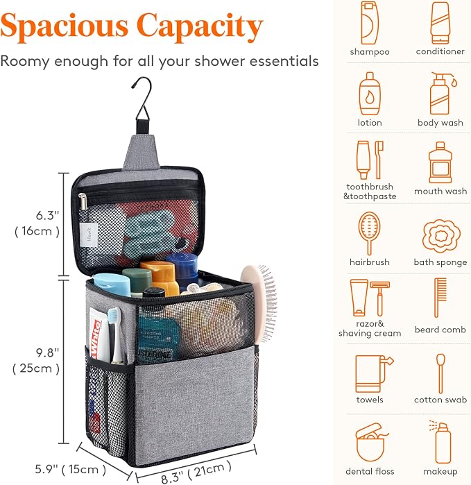 Lifewit Mesh Shower Caddy Bag Portable College Dorm Room Essentials Caddy Tote - Image 2
