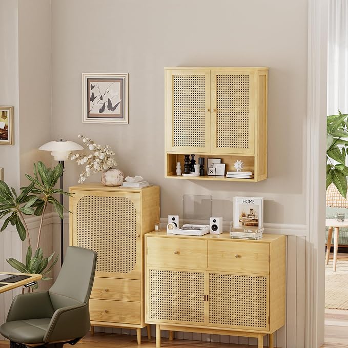 Bathroom Wall Cabinet, Bamboo Over-The-Toilet Storage Organizer - Image 4