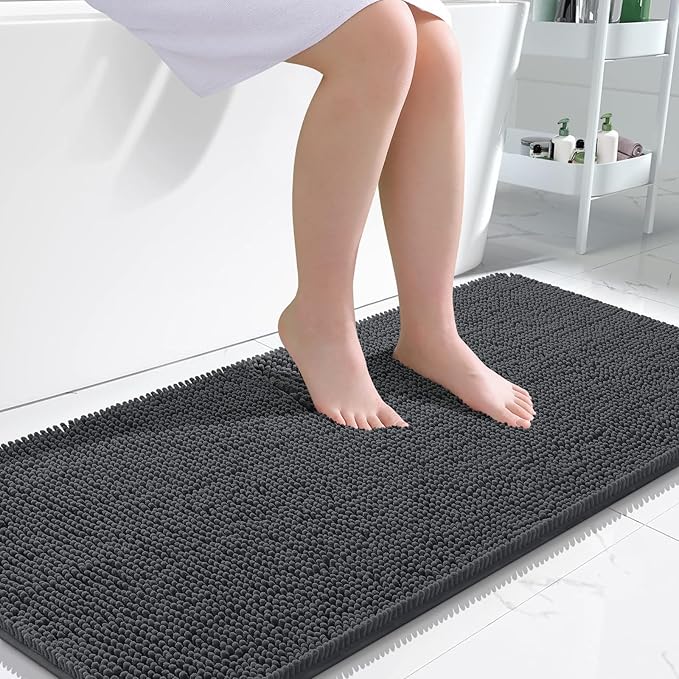 OLANLY Bathroom Rugs 47x24, Extra Soft Absorbent Chenille Bath Rugs, Rubber by OLANLY