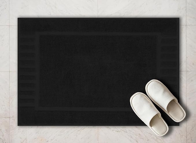 White Classic Luxury Bath Mat Floor Towel Set - Image 7