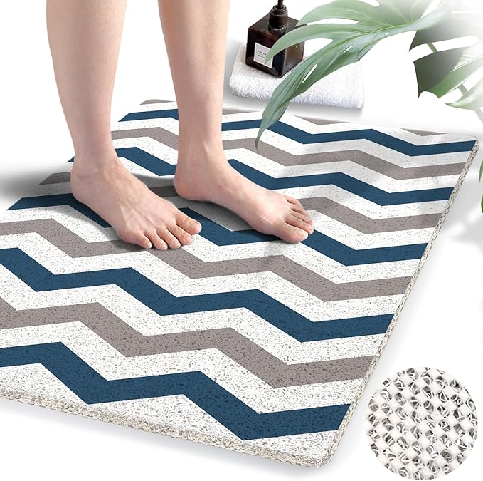 godehone Shower Mats Non Slip Without Suction Cups, PVC Loofah Bathroom Mats by godehone