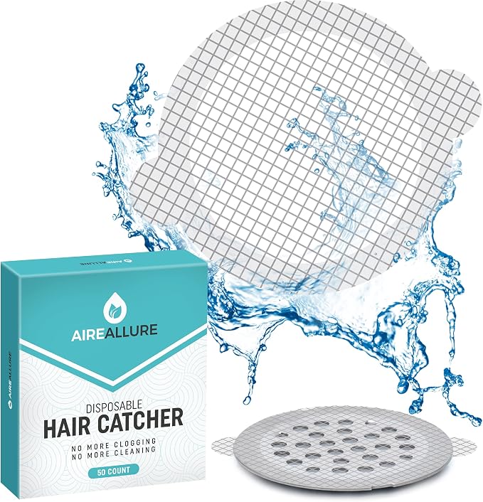 50 Pack, Disposable Shower Drain Hair Catcher Mesh Stickers… by AireAllure