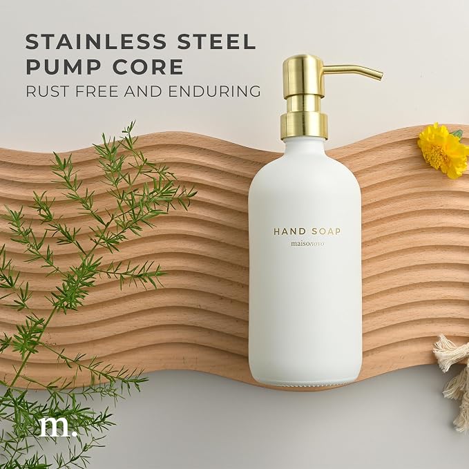 MaisoNovo Soap Dispenser 1-Piece Set | 16.9oz White Bottles - Image 4