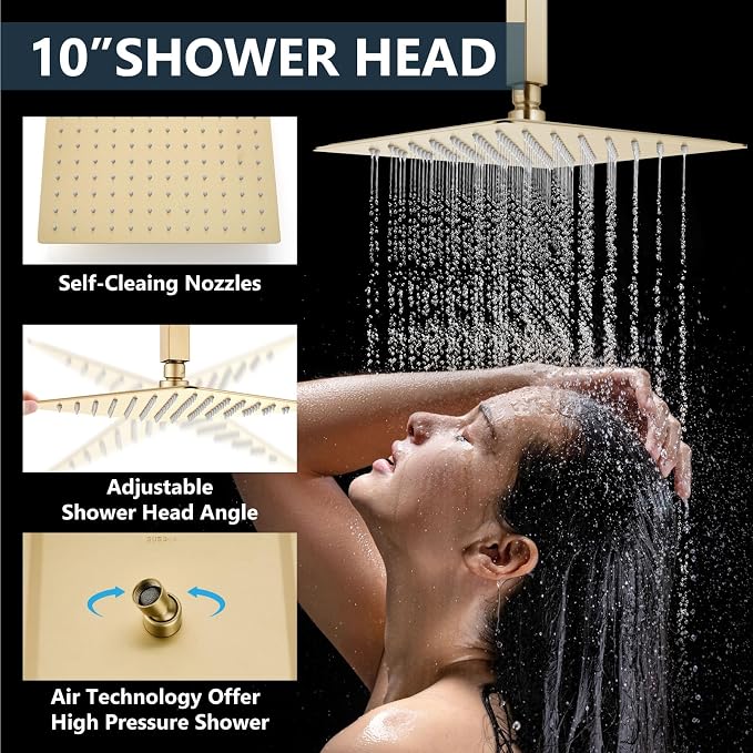 Aolemi Shower Faucet Set Ceiling Mount Shower System Rough-in Valve and Shower - Image 4