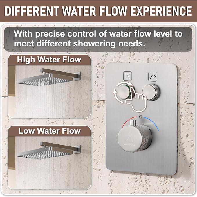 Thermostatic Shower Valve/System 12 inches Nickel Brass Faucet Set - Image 5
