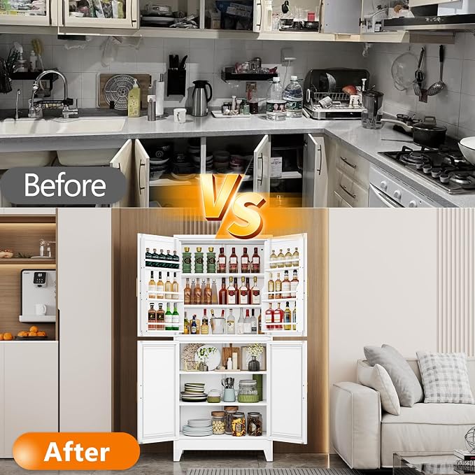 74.8" Tall Metal Food Cabinet, Storage Cabinets - Image 8