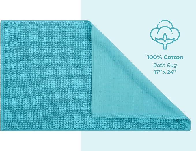 American Soft Linen Bath Rug, 17 in 24 in 100% Cotton Bath Mats Rugs - Image 5