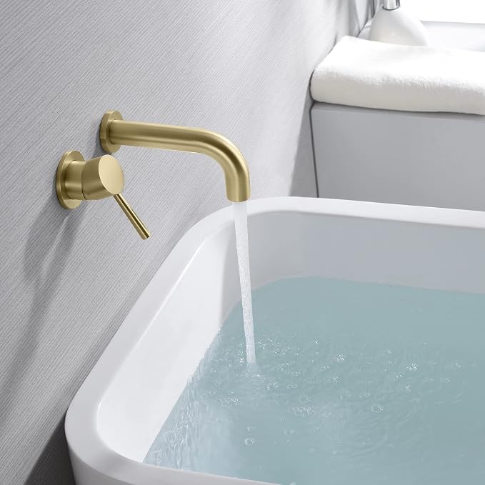 SUMERAIN Wall Mount Tub Filler Gold Bathtub Faucet - Image 4