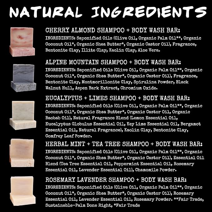 BLUBYRD Soap Co. Natural Solid Shampoo Bar 5 Pack – Set of Organic Shampoo Bars - Image 8
