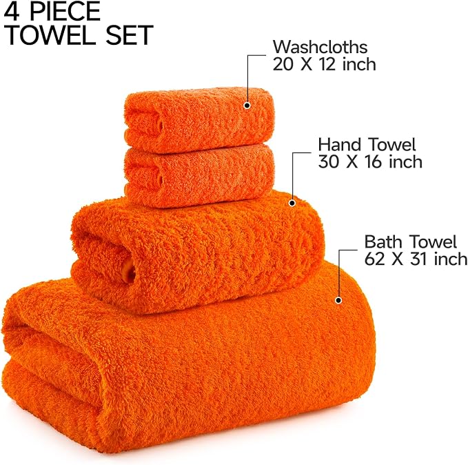 REDKISS Luxury Bath Towel Set of 4, 100% Cotton 900 GSM Premium Bathroom Towels - Image 4