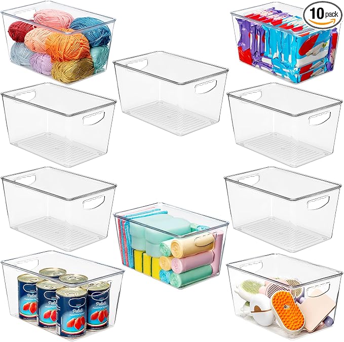 theaoo Clear Storage Bins with Lids Stackable by theaoo