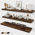 Fun Memories 32 Inch Floating Shelves Wall Shelf Set of 3, Rustic Farmhouse by FunMemories