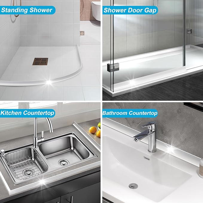 98" Shower Threshold Water Dam Silicone Shower Water Guard Collapsible Shower - Image 7