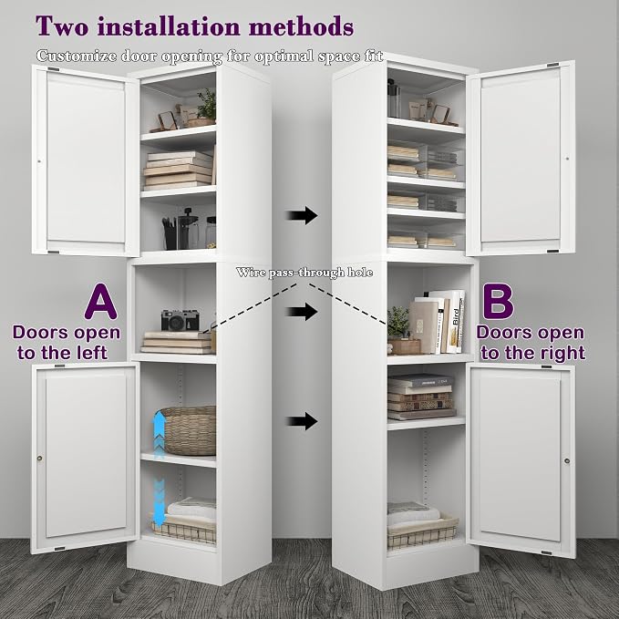 COFaR 67" Tall Metal Bathroom Storage Cabinet, 6-Tier Freestanding Linen Tower - Image 5