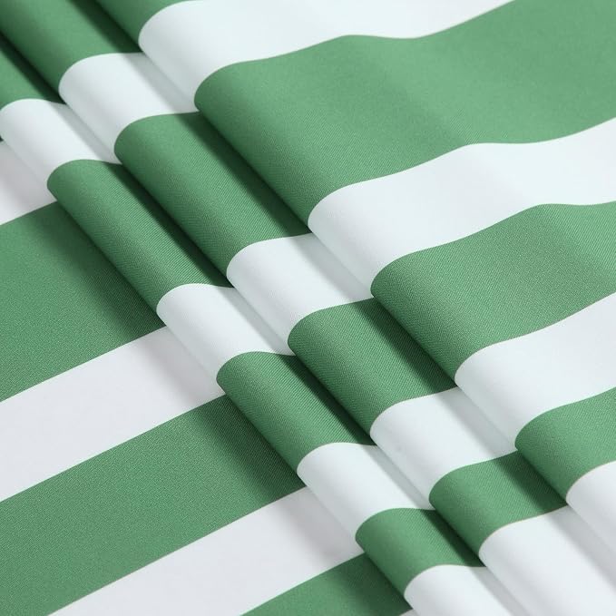 Extra Long Green and White Striped Shower Curtain 72x84 Inches, Waterproof - Image 3