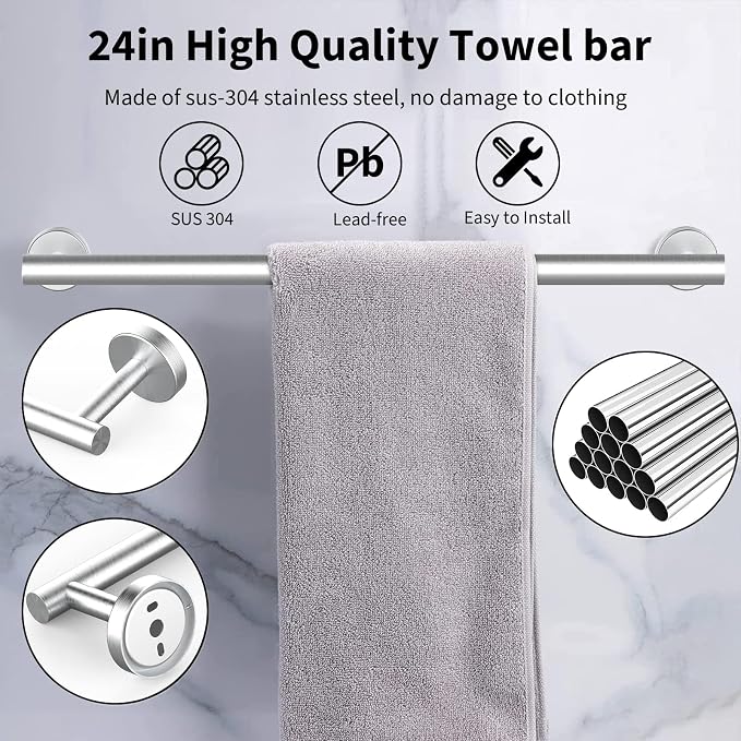 Newfun 10Pcs Brushed Nickel Bathroom Hardware Set - Image 2