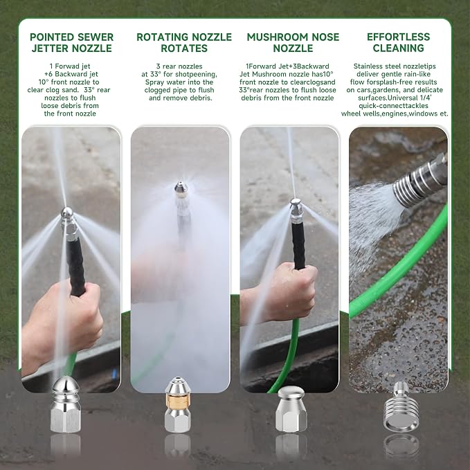 Sewer Jetter Kit for Pressure Washer 50FT – 5800PSI High-Pressure Drain Cleaner - Image 3