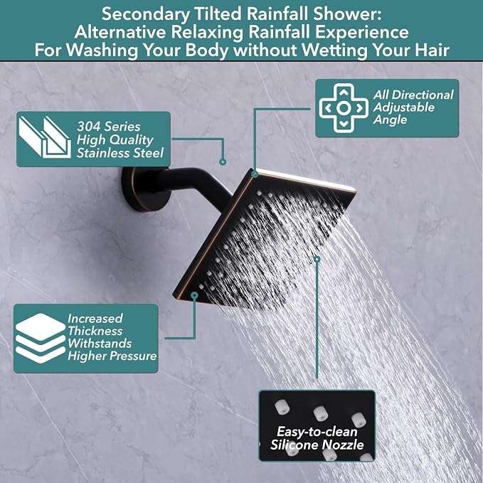 VANFOXLE Shower Faucet Set Oil Rubbed Bronze Shower System, Push Button - Image 3