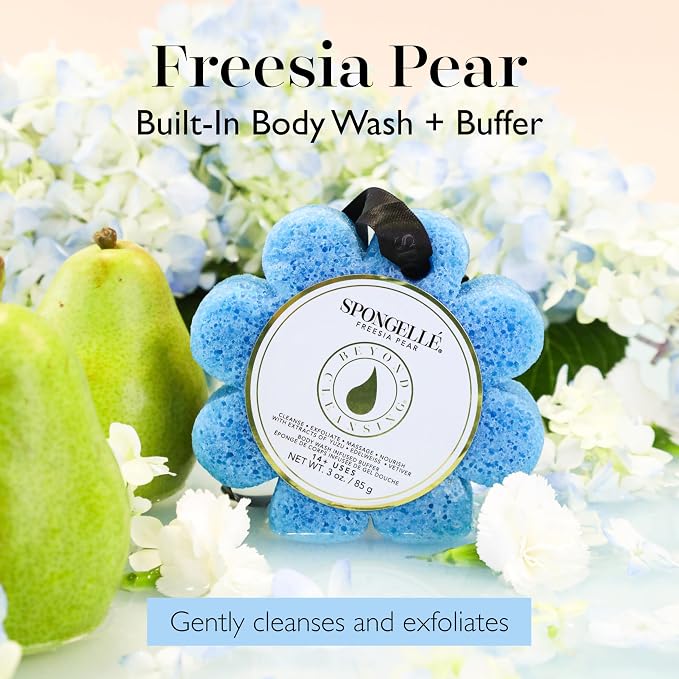 Spongelle Freesia Pear Wild Flower Buffer Body Scrubber | Bath & Shower Loofah - Image 2