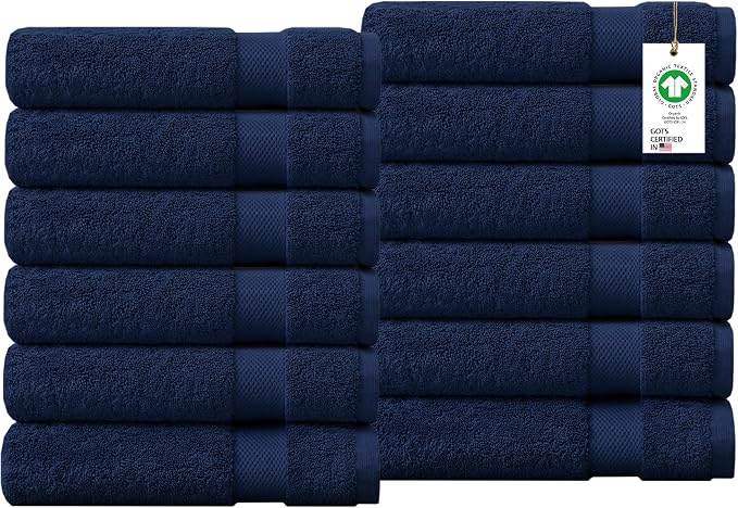 Delara 100% Organic Cotton Towels 650 GSM Plush Feather Touch Quick Dry Hand by Delara