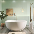 59" x 59" Premium Solid Surface Freestanding Bath Tub, Upgraded Round Soaking by HIGEINE