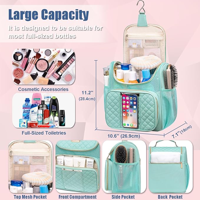 Large Toiletry Bag for Women Men, Portable Shower Caddy For College Dorms - Image 4