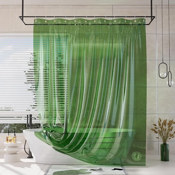 AmazerBath Long Shower Curtain Liner, 100% EVA Soft Clear Green Heavy Duty 78 by AmazerBath