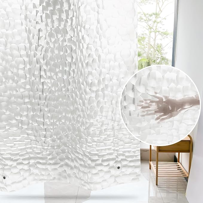 WELTRXE EVA 8G Shower Curtain Liner, 72x72 Inch 3D Clear Bubble Heavy Duty - Image 5