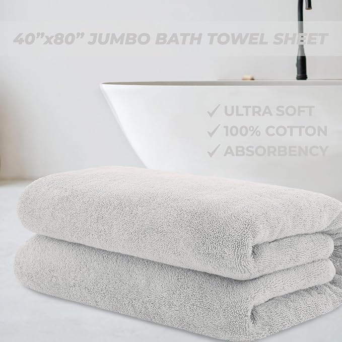 Cotton Paradise 100% Cotton 40x80 Oversized Bath Sheet, Extra Large Turkish - Image 2
